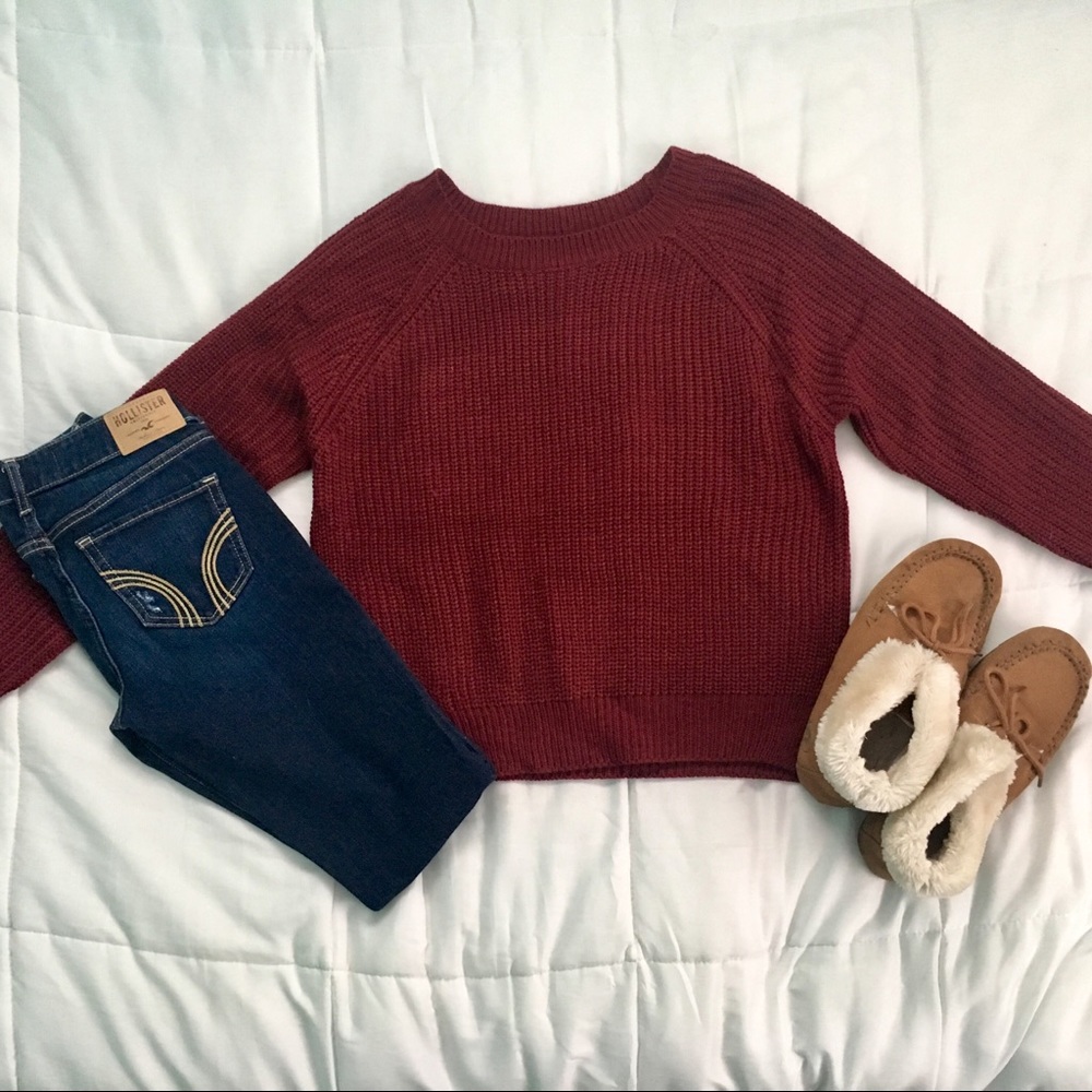 🥺not available🥺 Cozy Maroon Knit Sweater